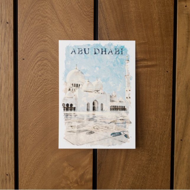 Colorful Abu Dhabi UAE Monument  Postcard (abu dhabi mosque temple postcard)