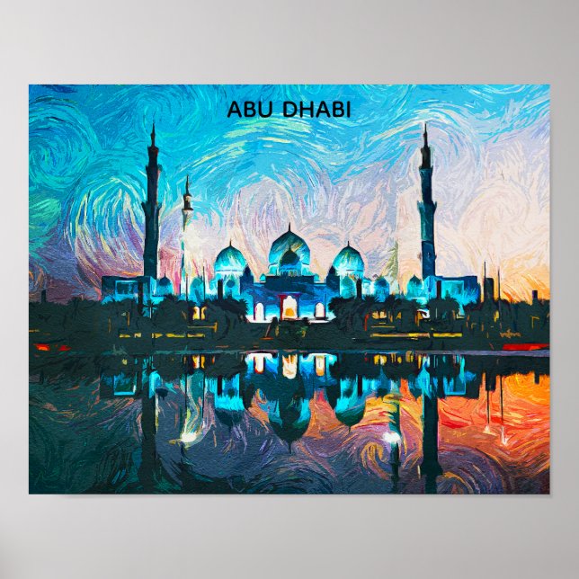 Colorful Abu Dhabi UAE Oil Paint Poster (Front)