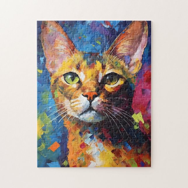 Colorful Abyssinian cat Jigsaw Puzzle (Vertical)