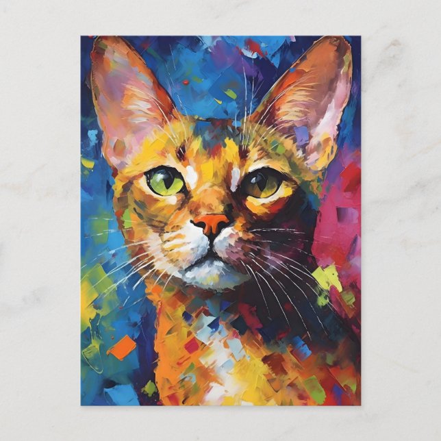 Colorful Abyssinian cat Postcard (Front)