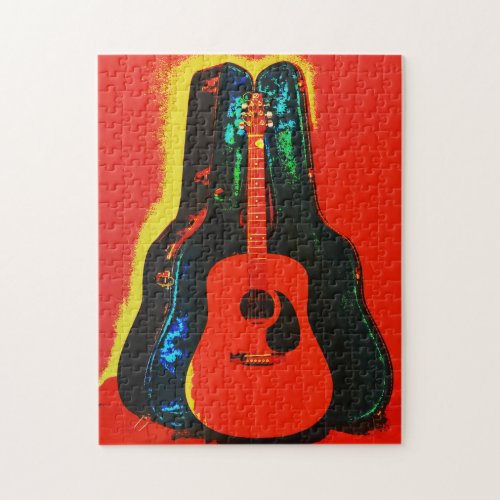Colorful Acoustic Guitar Art Puzzle