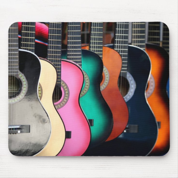 Colorful Acoustic Guitars Mousepad 