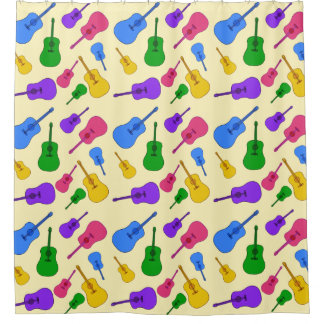 Colorful Acoustic Guitars Pattern Shower Curtains