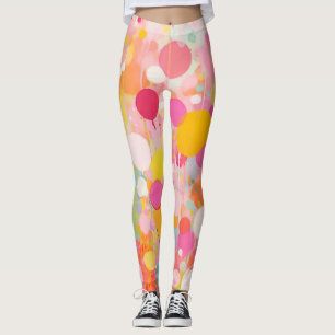 colorful acryl painting dots on a light ground leggings
