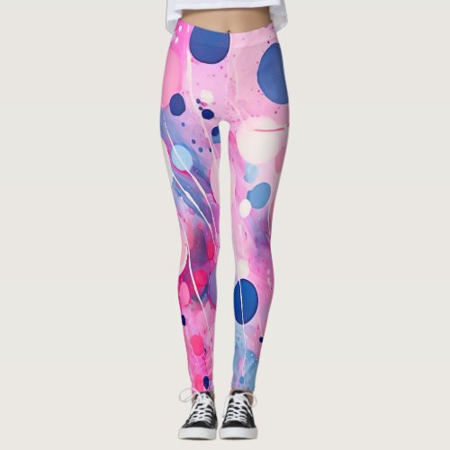 colorful acryl painting dots on white ground leggings