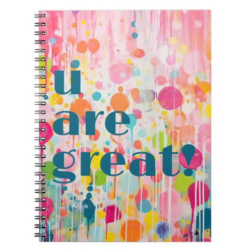 colorful Acryl painting style individual quote Notebook