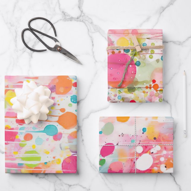 colorful acryl painting style  wrapping paper sheets (Front)