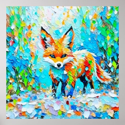 COLORFUL ACRYLIC FOREST BABY FOX WALL ART