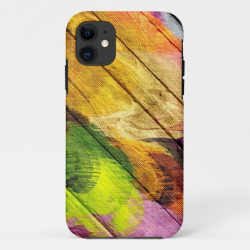 Colorful Acrylic Painting on Wood 10 iPhone 11 Case