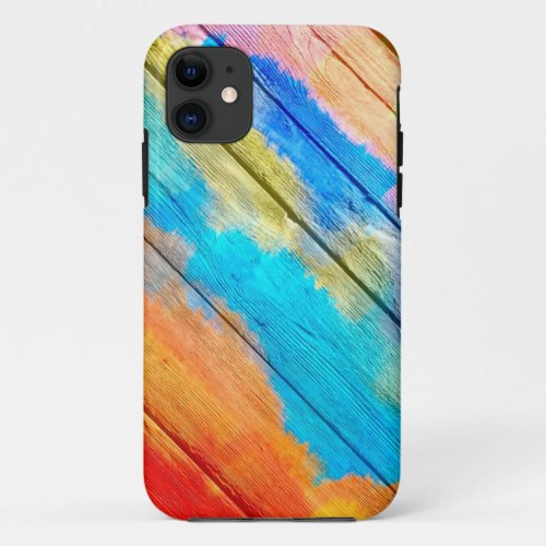 Colorful Acrylic Painting on Wood 2 iPhone 11 Case