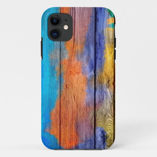 Colorful Acrylic Painting on Wood 3 iPhone 11 Case