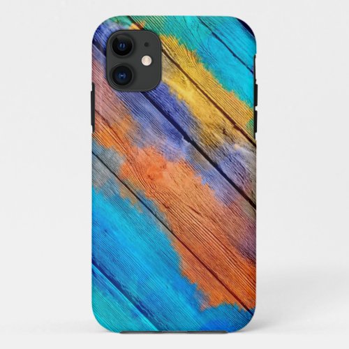 Colorful Acrylic Painting on Wood 3 iPhone 11 Case