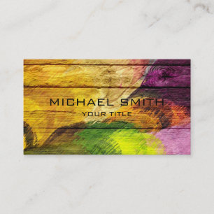 Colorful Acrylic Painting on Wood #4 Business Card