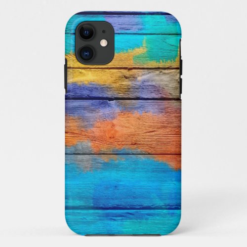 Colorful Acrylic Painting on Wood 4 iPhone 11 Case