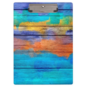 Colorful Acrylic Painting on Wood #4 Clipboard