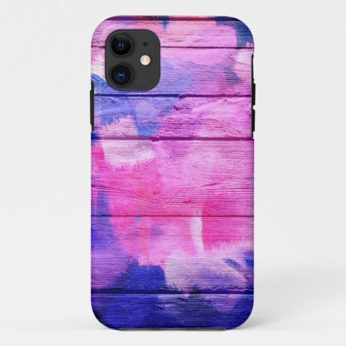 Colorful Acrylic Painting on Wood 5 iPhone 11 Case