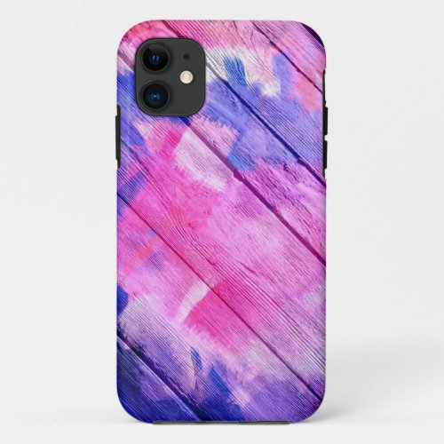 Colorful Acrylic Painting on Wood 6 iPhone 11 Case