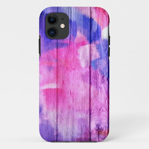 Colorful Acrylic Painting on Wood 7 iPhone 11 Case