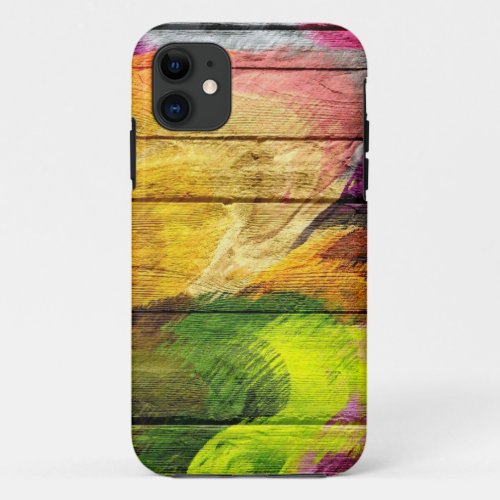 Colorful Acrylic Painting on Wood 9 iPhone 11 Case