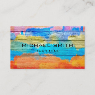 Colorful Acrylic Painting on Wood Business Card