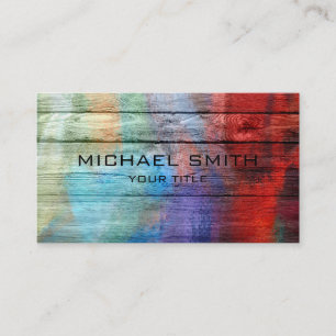 Colorful Acrylic Painting on Wood Business Card