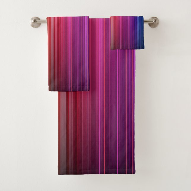 Colorful Acrylic Vertical Rainbow Pattern | Bath Towel Set (Insitu)
