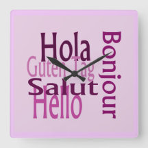 Colorful Acrylic Wall Clock, Multi Languages