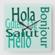 Colorful Acrylic Wall Clock, Multi Languages