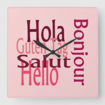 Colorful Acrylic Wall Clock, Multi Languages