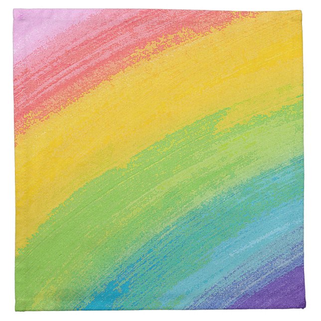 Colorful Acrylic Watercolor Rainbow Pattern | Cloth Napkin (Front)