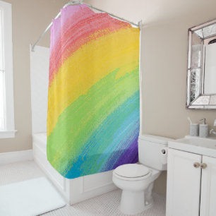 Colorful Acrylic Watercolor Rainbow Pattern Shower Curtain