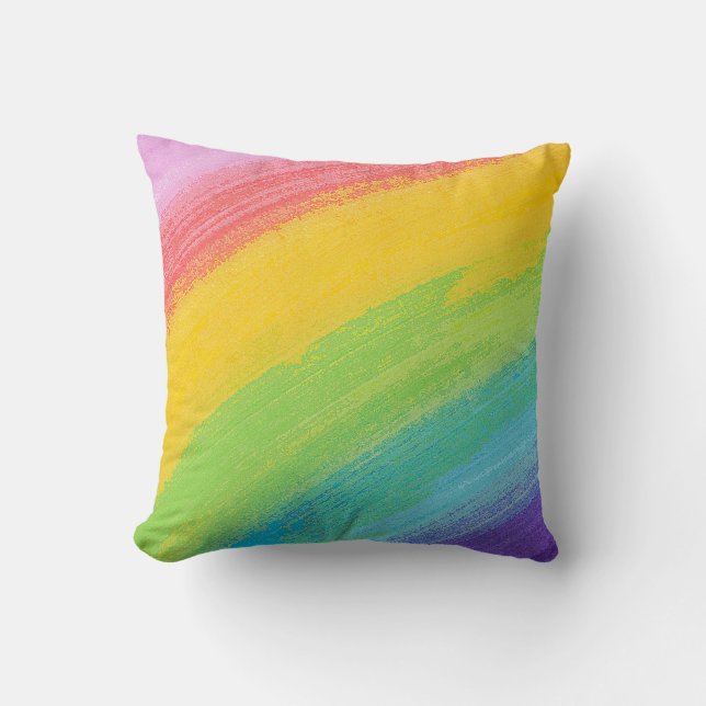 Colorful Acrylic Watercolor Rainbow Pattern | Throw Pillow (Front)