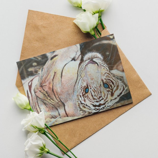 Colorful Acrylic White Tiger Monogram Birthday Card (Creator Uploaded)
