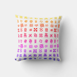Colorful Adinkra African Symbols Throw Pillow