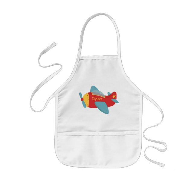 Colorful & Adorable Cartoon Aeroplane Kids' Apron (Front)
