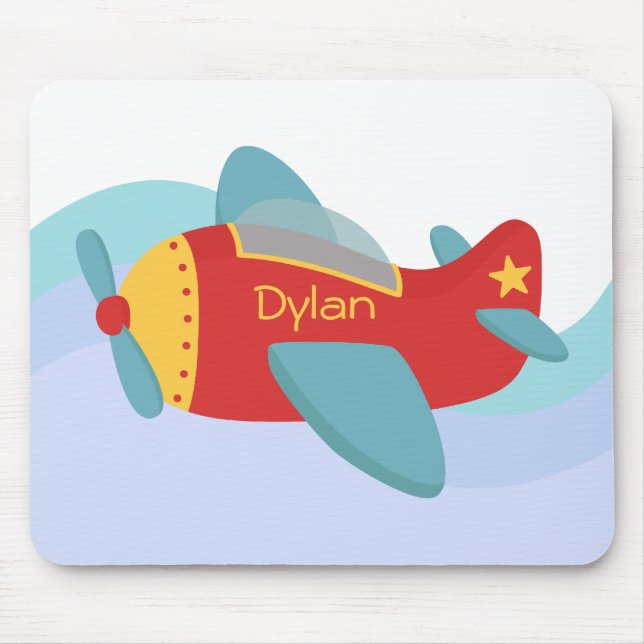 Colorful & Adorable Cartoon Aeroplane Mouse Pad (Front)