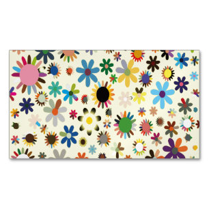 Colorful Adorable Floral Leave Business Card Magnet