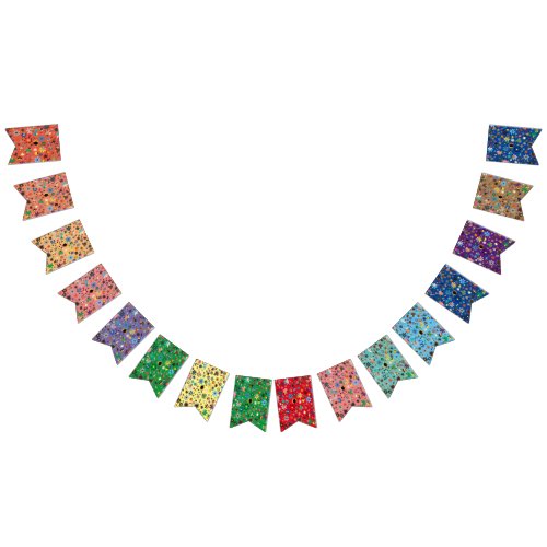 Colorful Adorable Floral Leaves Bunting Flags