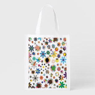 floral reusable grocery bags