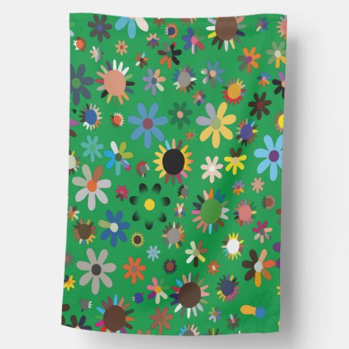 Colorful Adorable Floral Leaves House Flag