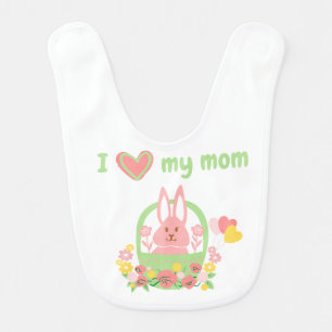 Colorful Adorable Rabbit in a Basket Baby Bib