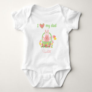 Colorful Adorable Rabbit in a Basket  Baby Bodysuit