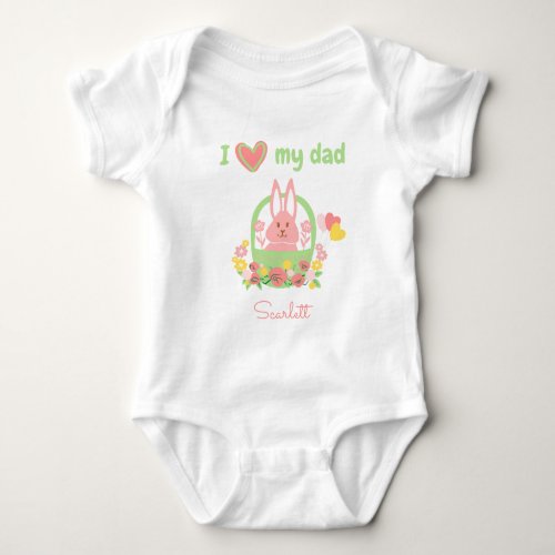 Colorful Adorable Rabbit in a Basket  Baby Bodysuit