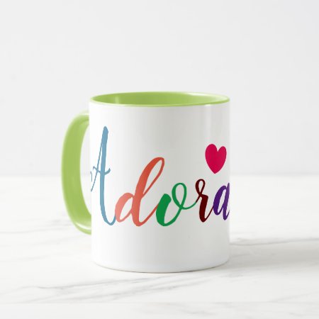 Colorful Adorable Word Print Cute Heart Fun Coffee Mug