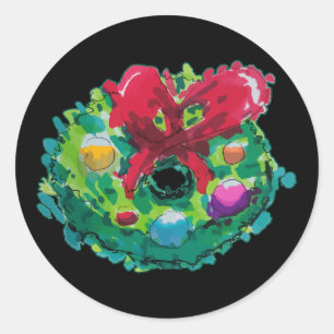 Colorful Advent Wreath Classic Round Sticker