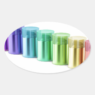 Colorful aerosol spray cans oval sticker