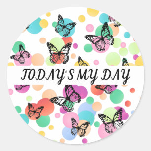 Colorful Aesthetic Butterflies Whimsical Boho Bu Classic Round Sticker