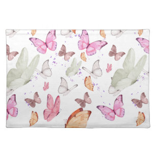 Colorful Aesthetic Butterflies Whimsical Boho Bu Cloth Placemat