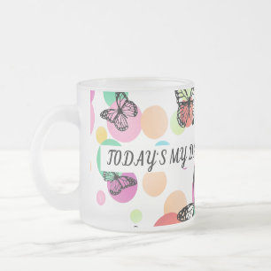 Colorful Aesthetic Butterflies Whimsical Boho Bu Frosted Glass Coffee Mug