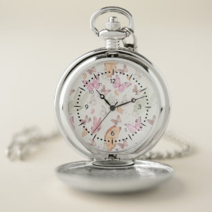 Colorful Aesthetic Butterflies Whimsical Boho Bu Pocket Watch